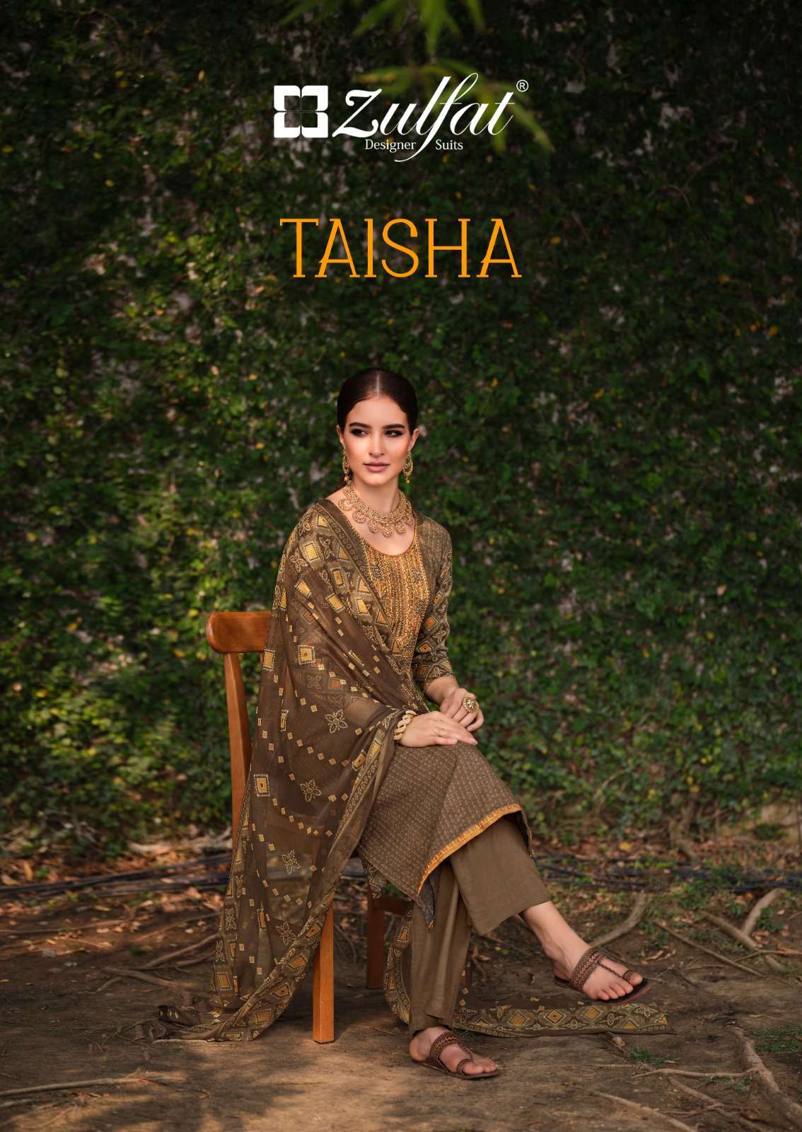 ZULFAT DESIGNER TAISHA DESIGNER VISCOSE RAYON PRINT WITH EMBROIDERY LACE WORK SUITS IN BEST WHOLESALE RATE 