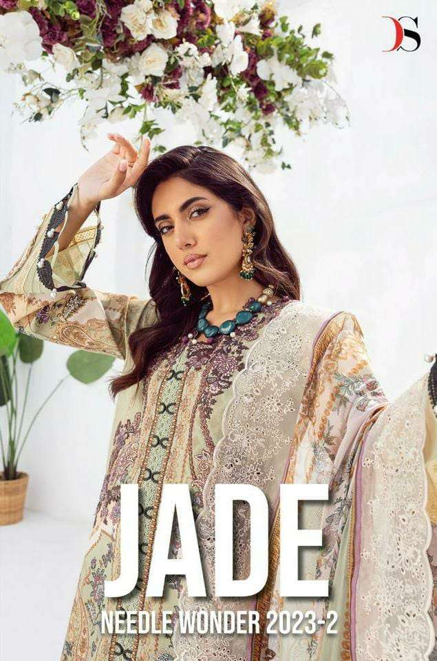 DEEPSY SUITS JADE NEEDLE WONDER 2 DESIGNER COTTON PRINTED EMBROIDERY PATCH WORK PAKISTANI REPLICA SUITS WHOLESALE 