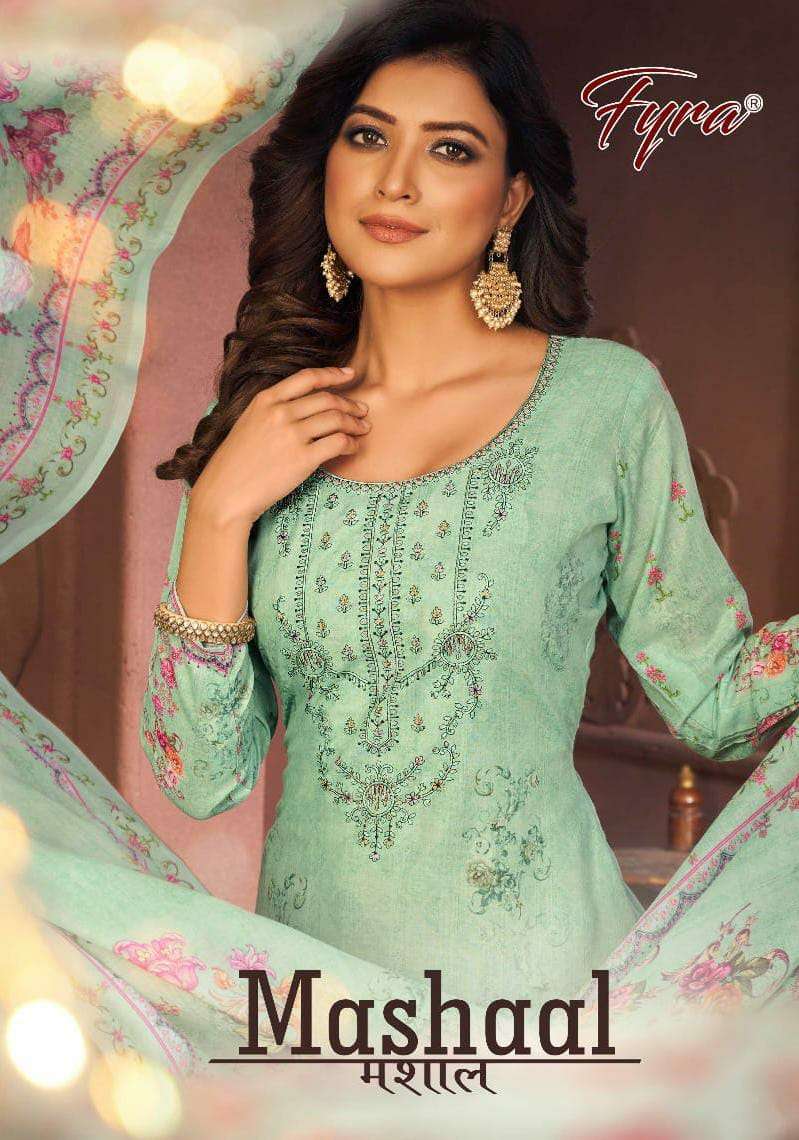 FYRA DESIGNING HUB BY ALOK SUITS MASHAAL DESIGNER CAMBRIC COTTON DIGITAL PRINT WITH SWAROVSKI DIAMOND WORK SUITS IN BEST WHOLESALE RATE