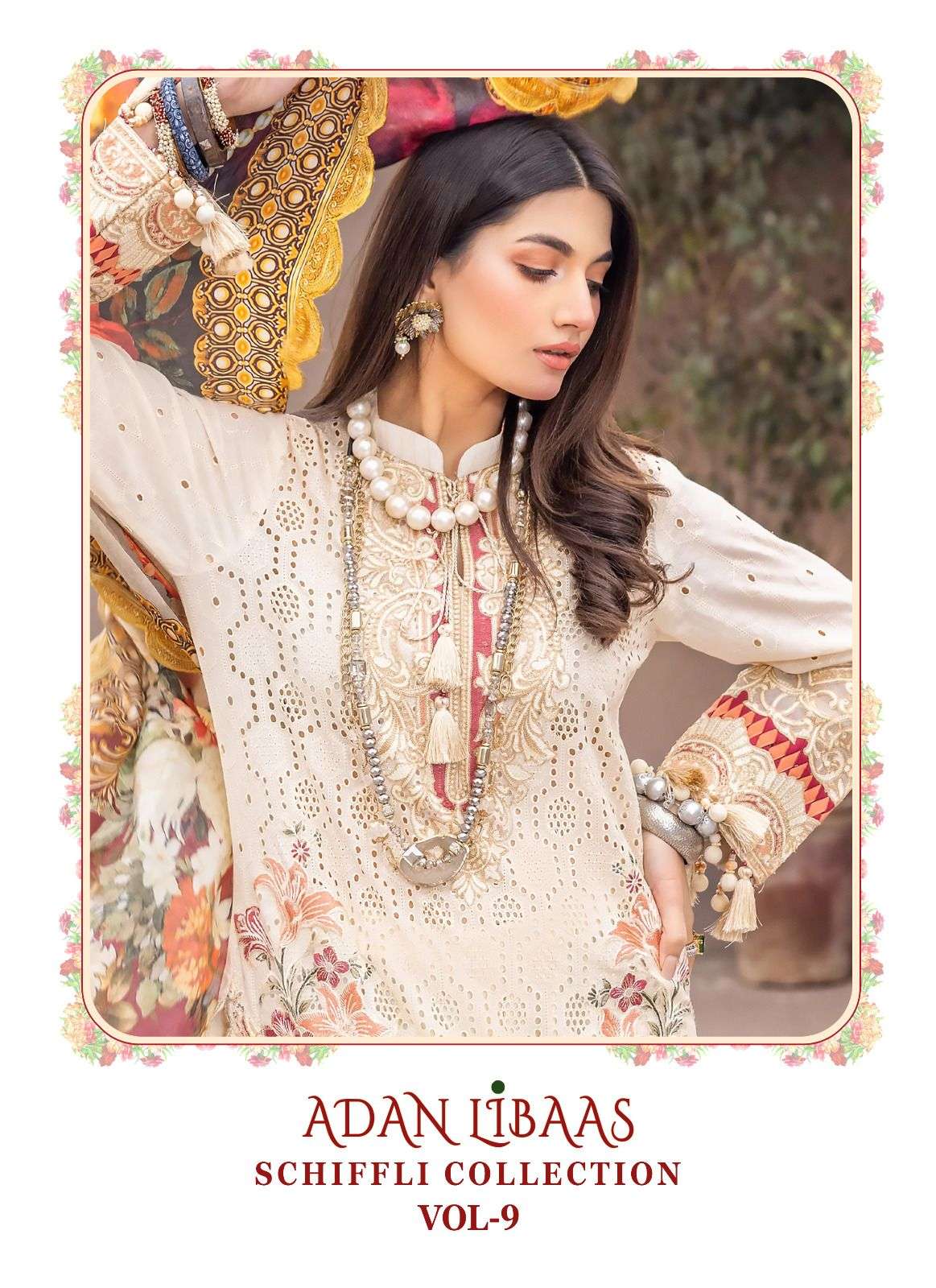 SHREE FAB ADNAN LIBAAS SCHIFFLI COLLECTION VOL 9 DESIGNER COTTON SELF EMBROIDERY WORK PAKISTANI REPLICA HEAVY SUITS IN BEST WHOLESALE RATE