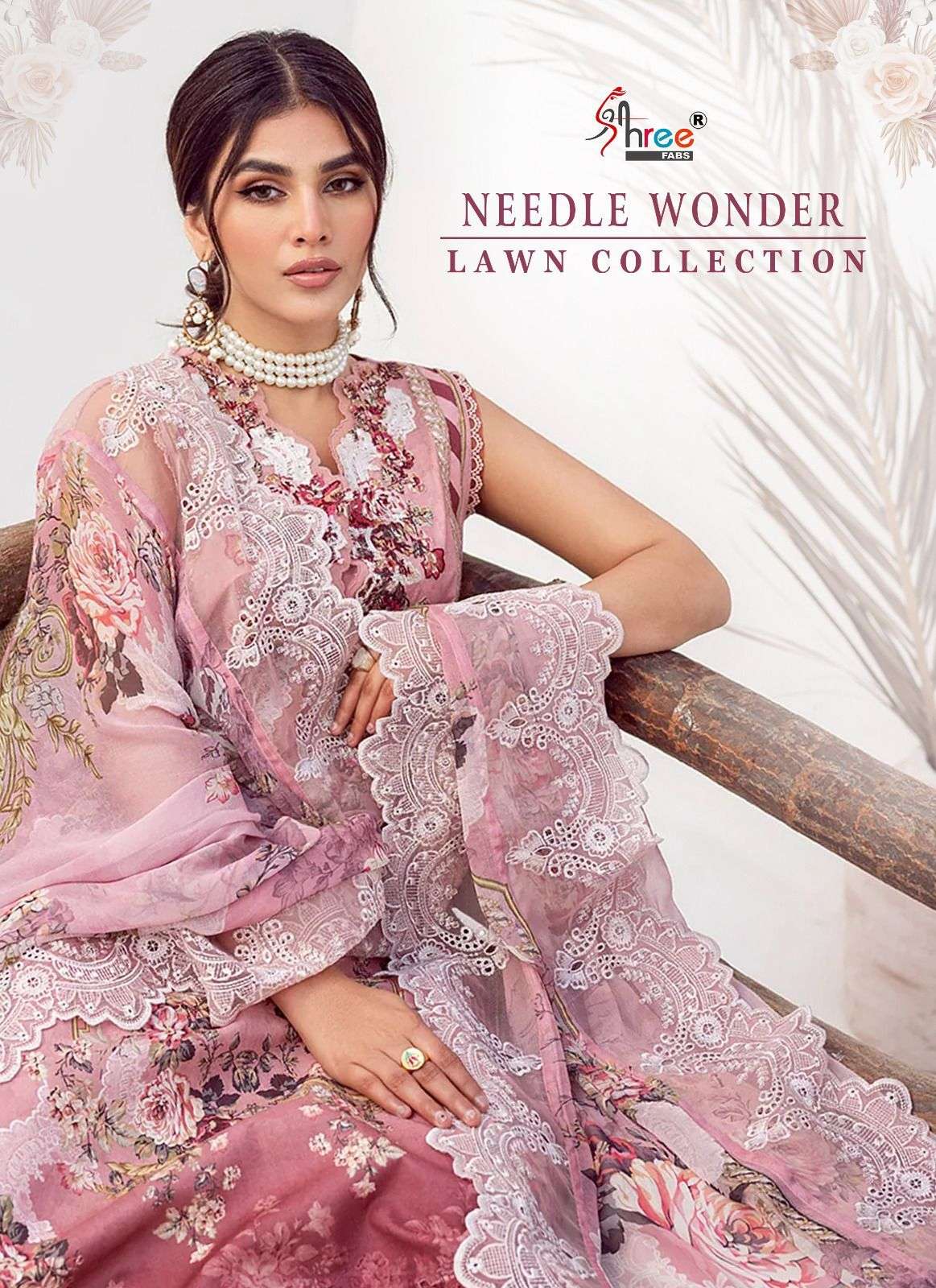 SHREE FAB NEEDLE WONDER LAWN COLLECTION DESIGNER COTTON PRINT WITH PATCH EMBROIDERY WORK PAKISTANI REPLICA SUITS WHOLESALE 