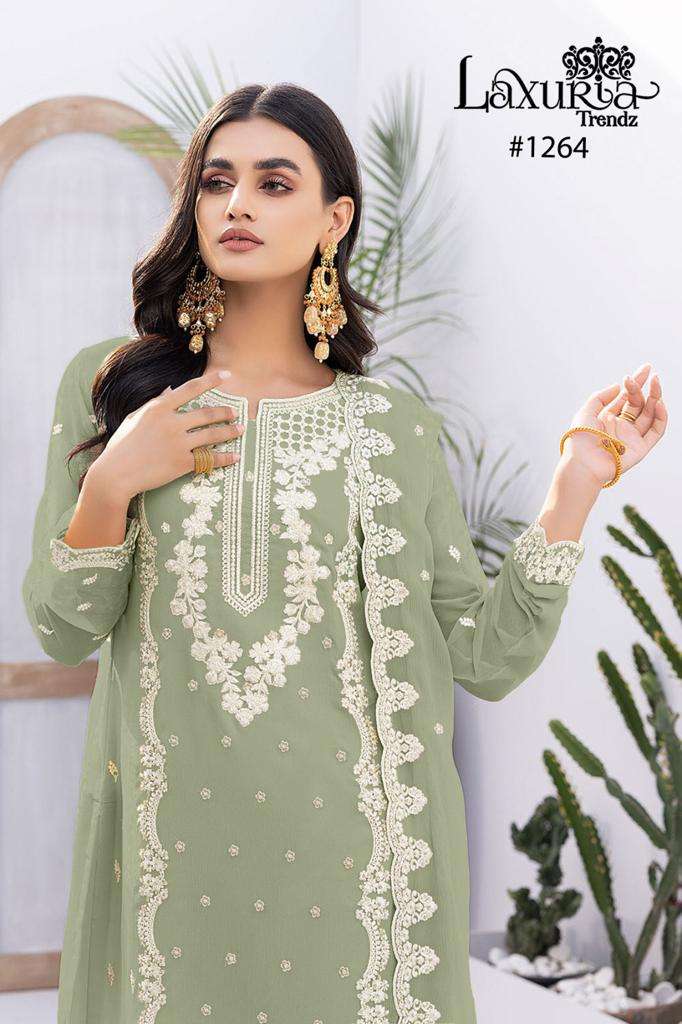 DESIGNER GEORGETTE EMBROIDERY WORK HEAVY KURTI WITH PANT AND DUPATTA PARTYWEAR COLLECTION IN SINGLES