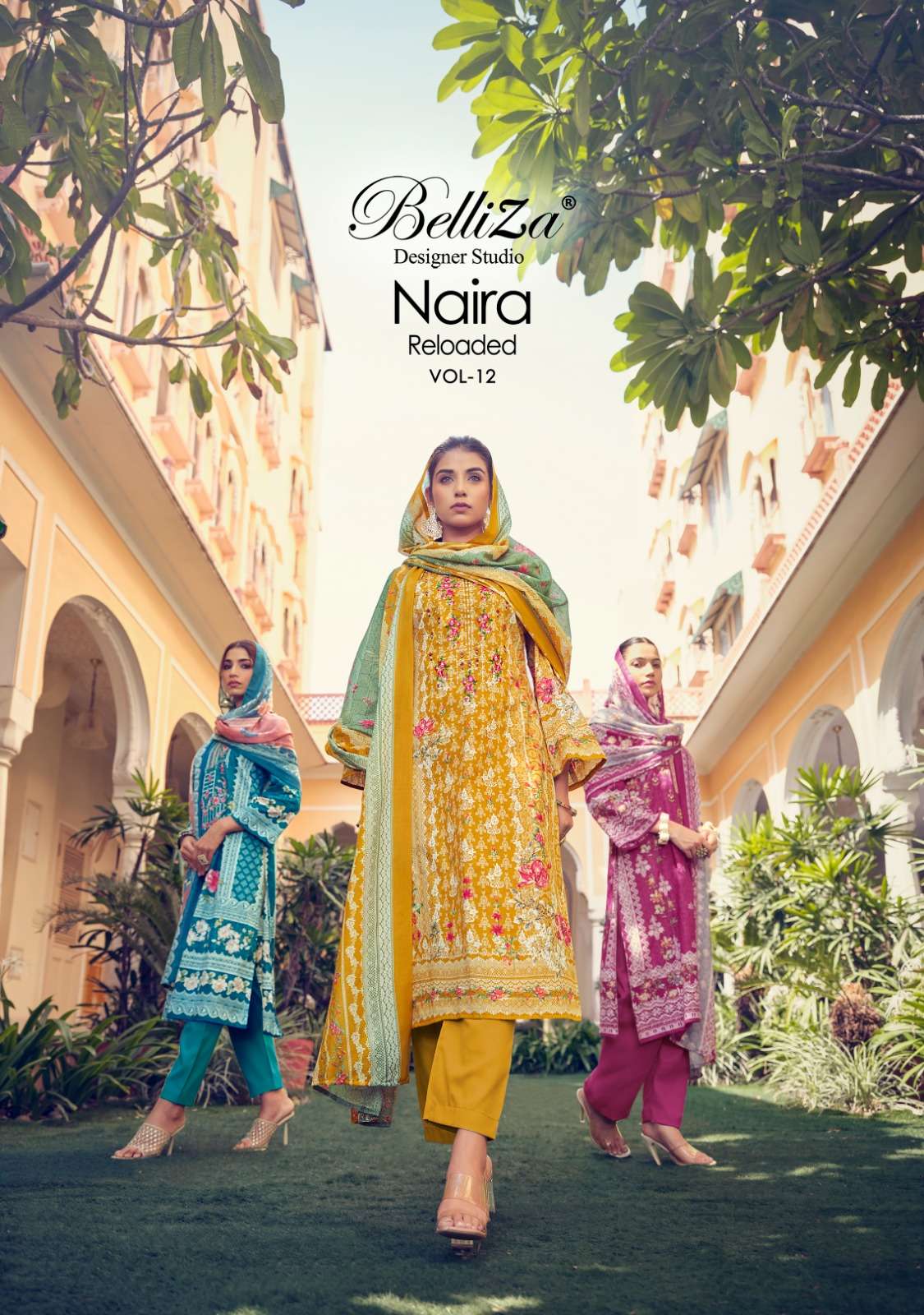BELLIZA NAIRA VOL 12 DESIGNER COTTON DIGITAL PRINT WITH SELF EMBROIDERY WORK HEAVY SUITS IN BEST WHOLESALE 