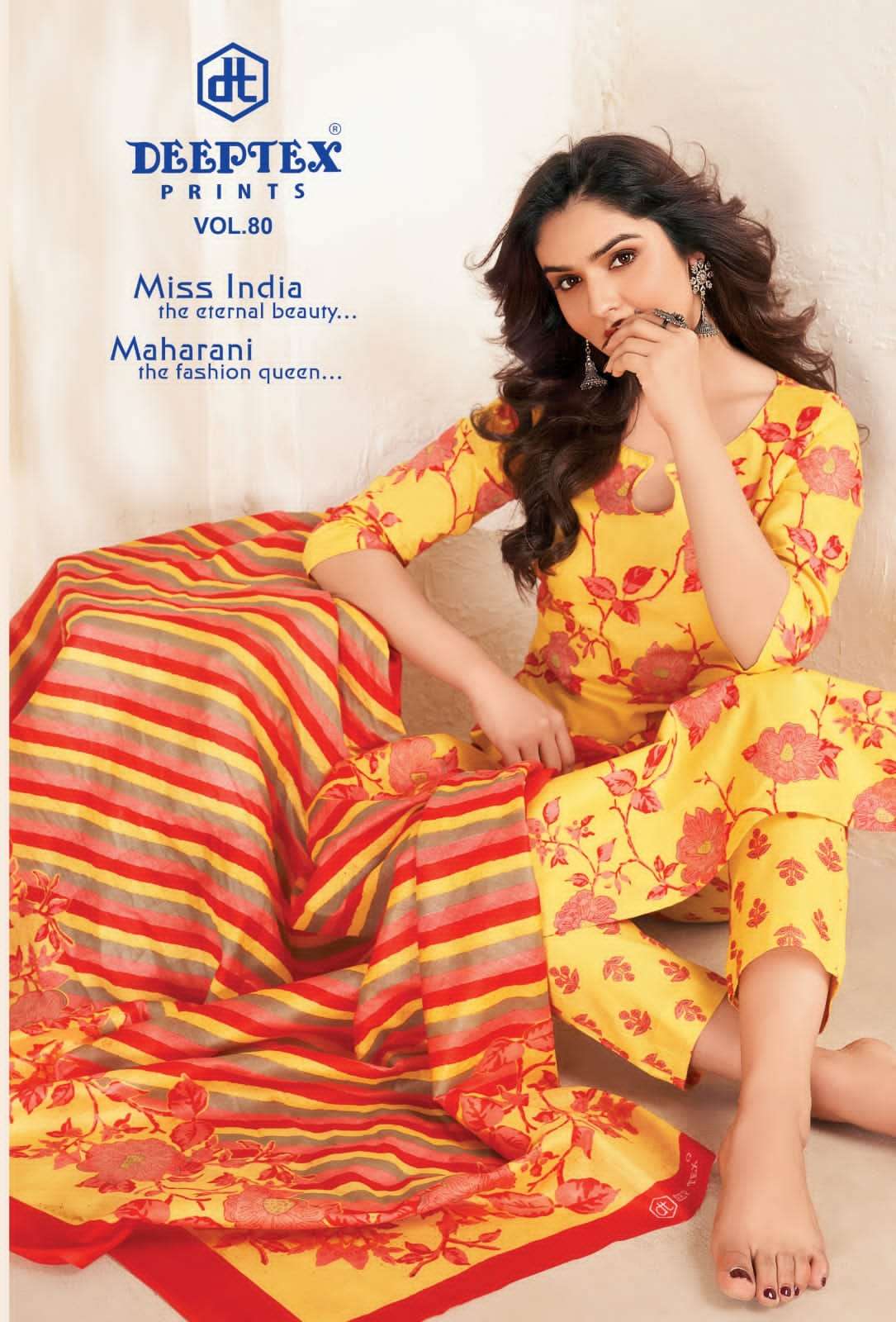 DEEPTEX MISS INDIA STYLISH COTTON PRINTED LOW RANGE SUITS WHOLESALE 