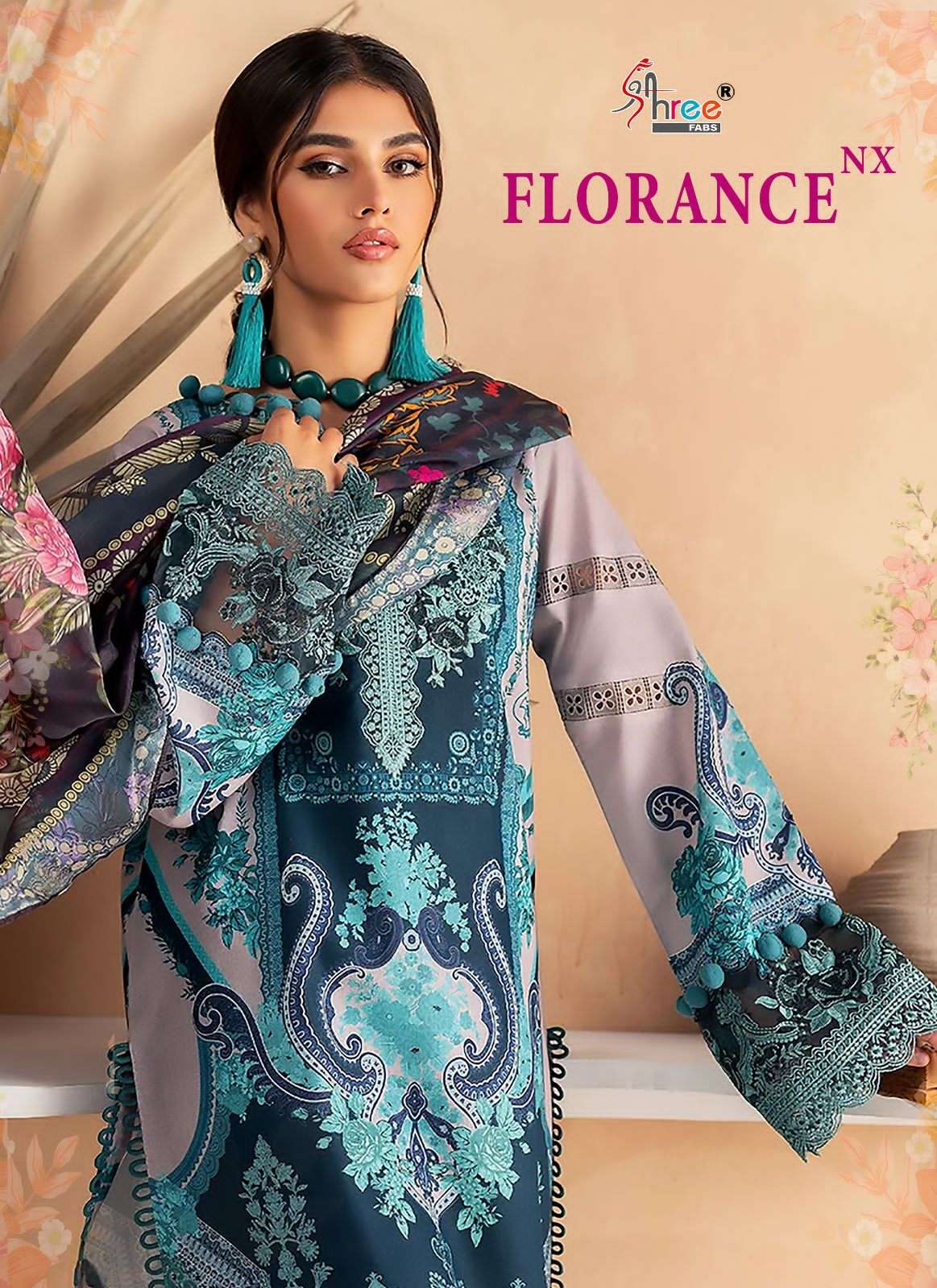 SHREE FAB FLORANCE DESIGNER COTTON PRINTED WITH PATCHWORK HEAVY PAKISTANI REPLICA SUITS WHOLESALE 