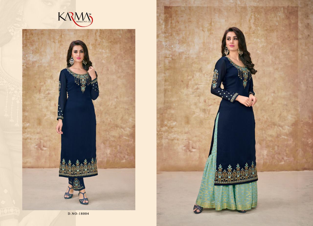 Karma Satin Georgette Embroidery Suits Best Wholesale Rate