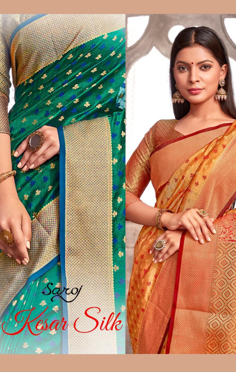 Saroj Saree Kesar Silk Banarasi Silk Festival Wear Sarees In Best Wholesale Rate