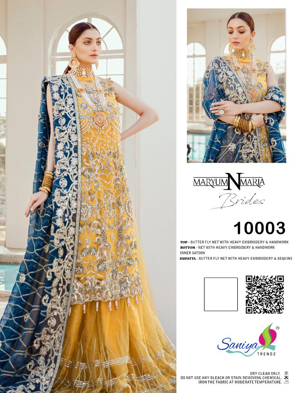 Saniya Trendz Maryum And Maria Designer Heavy Embroidery Bridal Wear Suits Wholesale