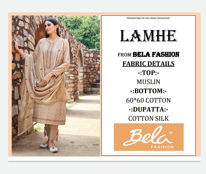 Bela Fashion Lamhe Muslin Cotton Embroided Suits Wholesale