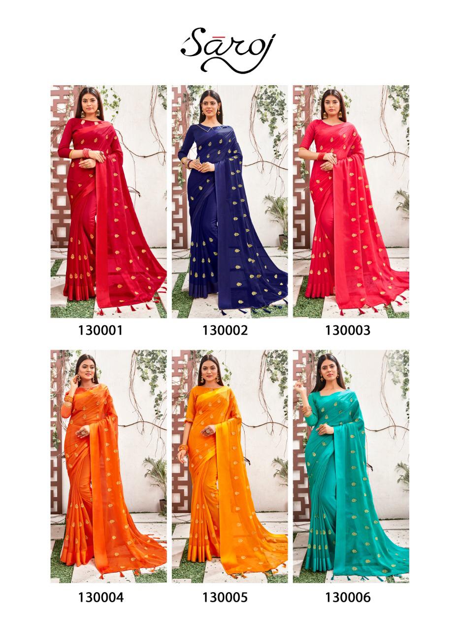 Saroj Saree Natkhat Designer Chiffon Satin With Embroidered Butta Festival Wear Sarees In Best Wholesale Rate