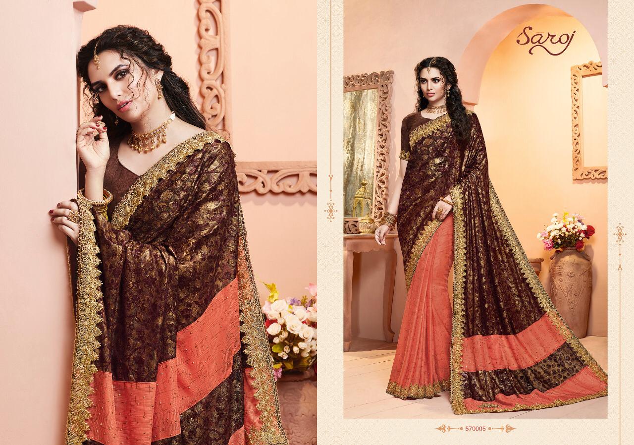 Saroj Saree Hemlata Designer Fancy Work Border & Lycra With Jacquard Saree In Festival Wear Sarees Wholesale Rate