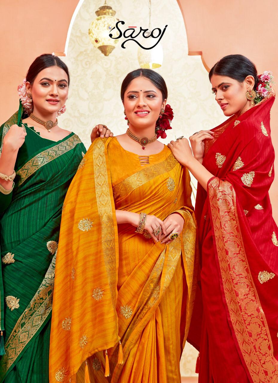Saroj Saree Raadhya Designer Embroidery Butta Silk Saree In Best Wholesale Rate