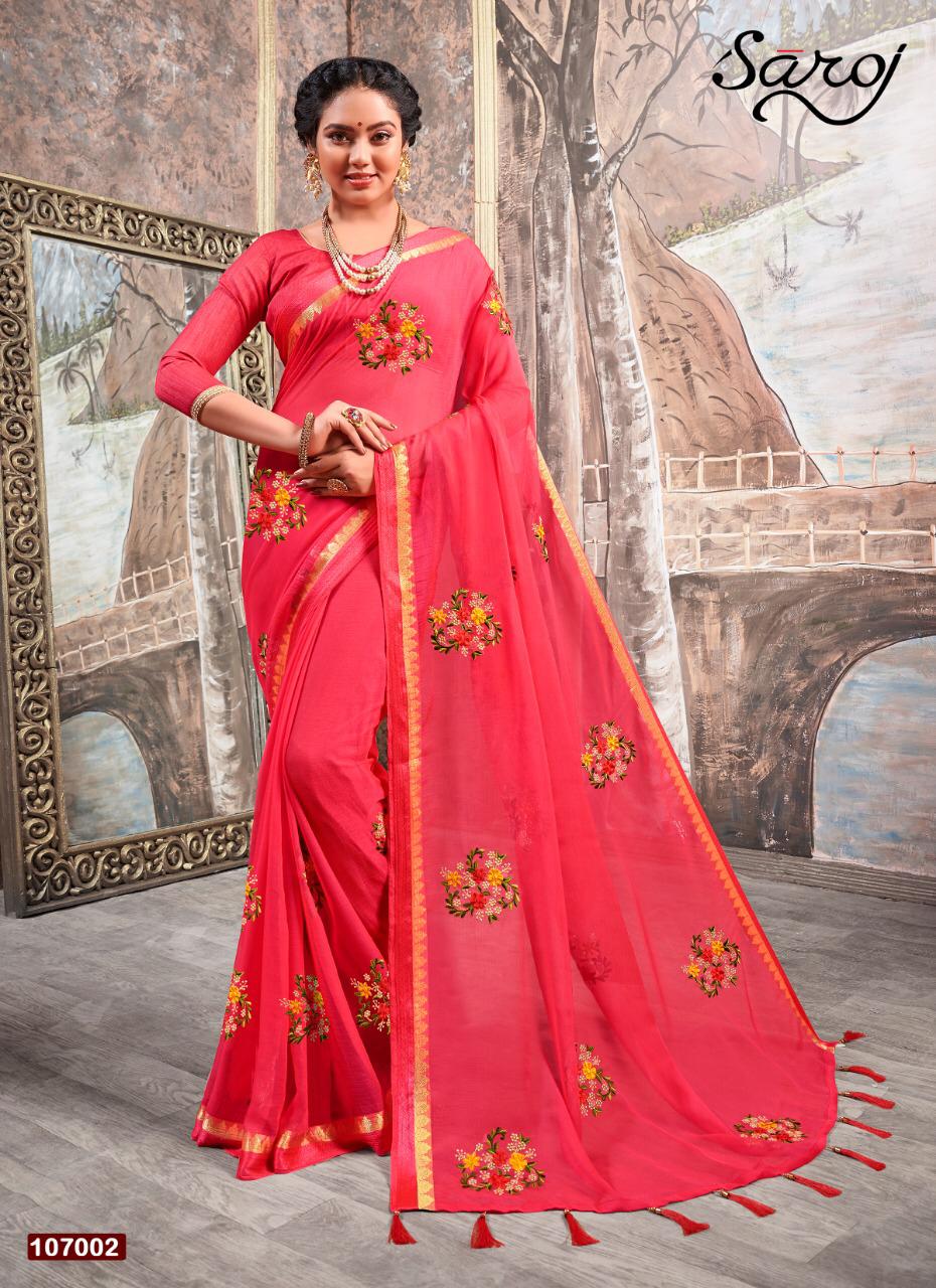 Saroj Saree Vinanti Designer Chiffon Embroidered Bordered Sarees In Best Wholesale Rate
