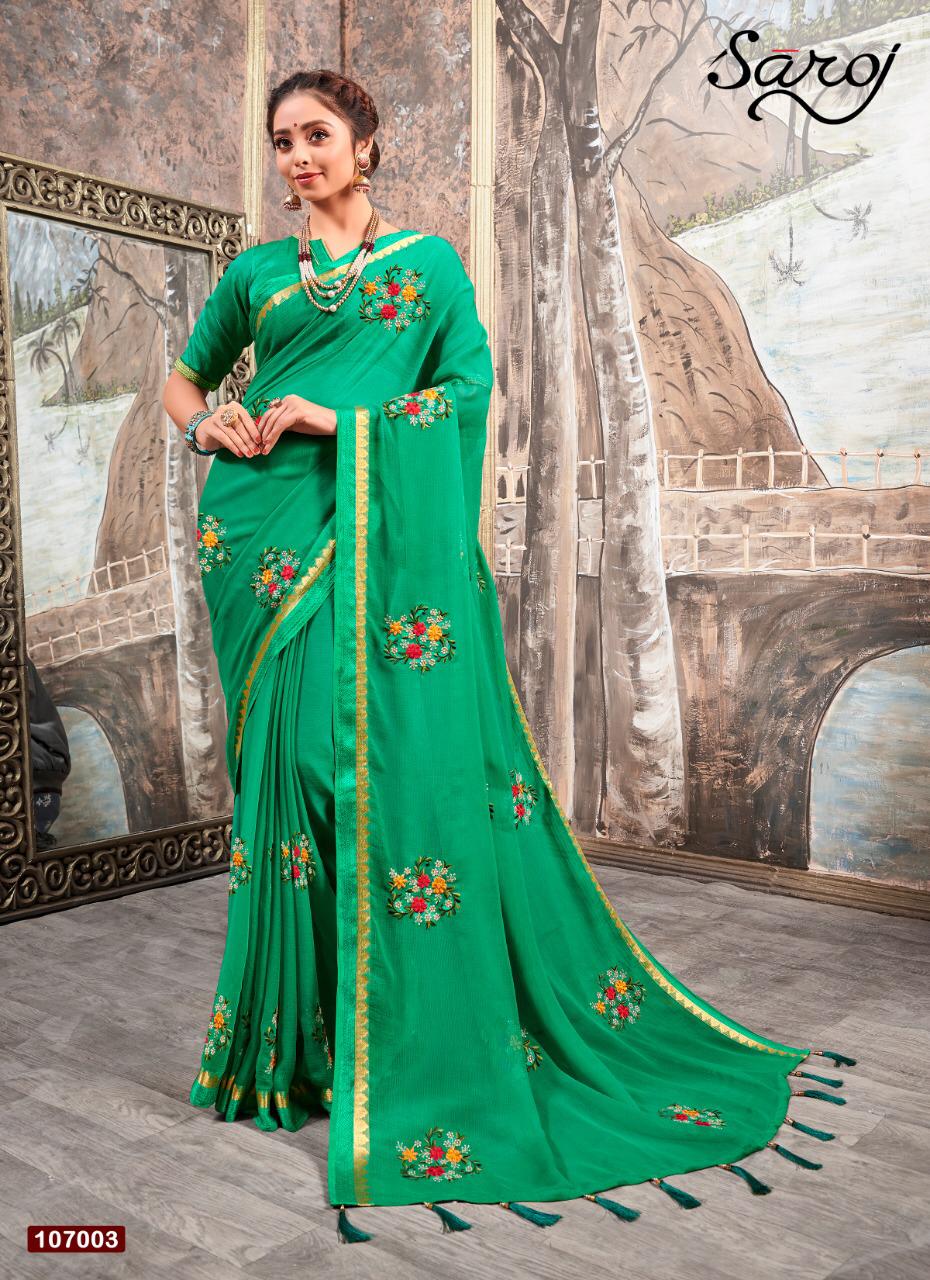 Saroj Saree Vinanti Designer Chiffon Embroidered Bordered Sarees In Best Wholesale Rate