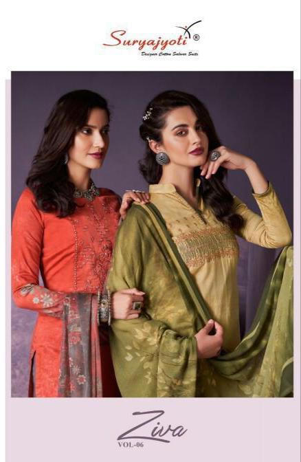 Suryajyoti Ziva Vol 6 Designer Work With Satin Cotton Daily Wear Suits In Best Wholesale Rate