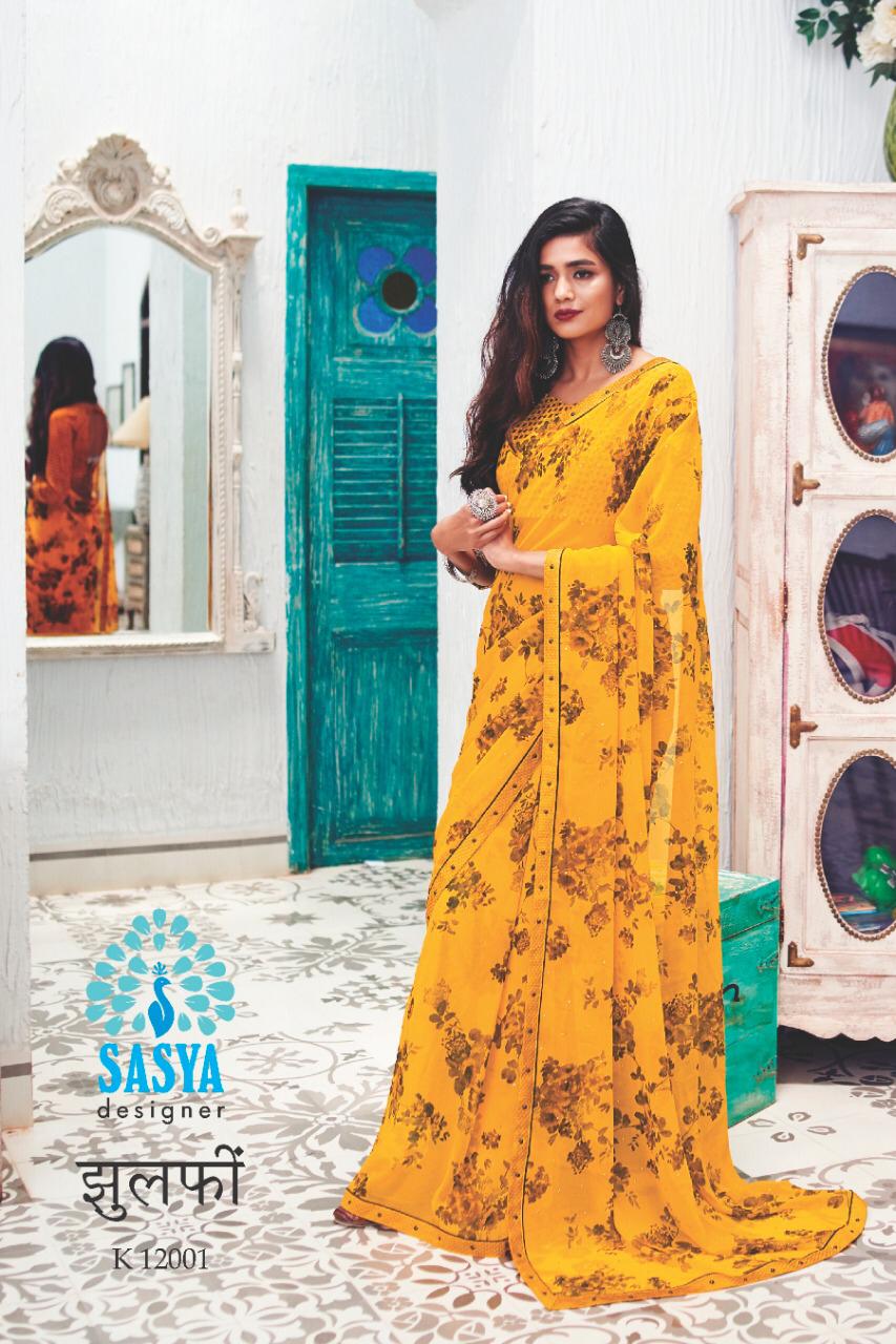 Sasya Zulfi Designer Georgette Print With Handwork Fancy Work Sarees Best Wholesale Rate