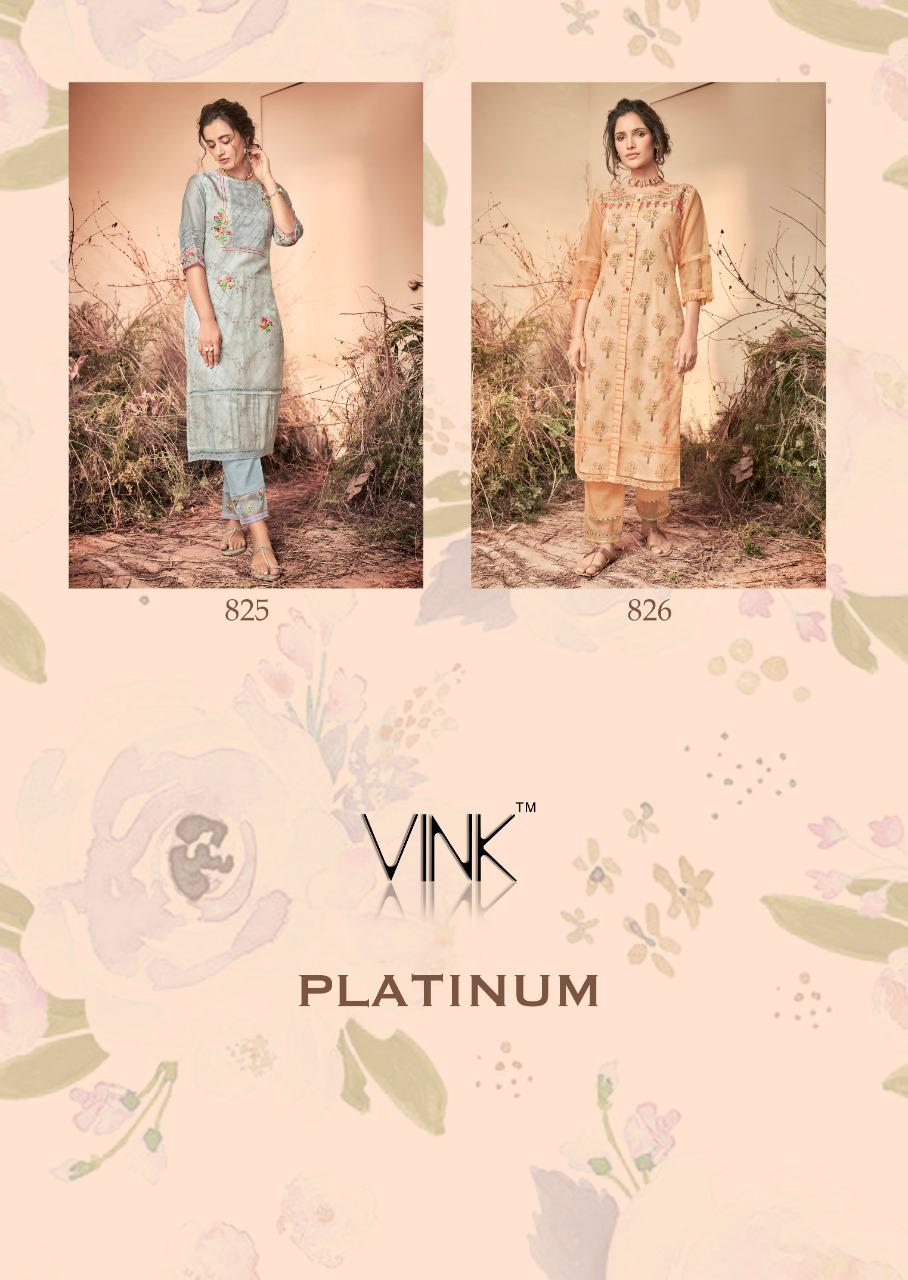 Vink Platinum Designer Organza Embroidery Work Kurta With Pant Wholesale