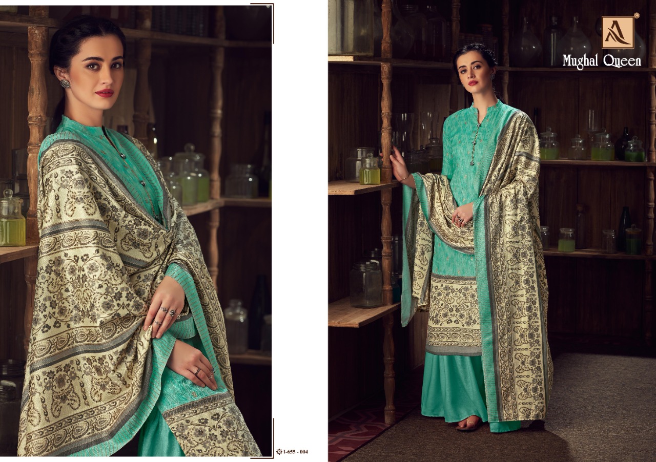 Alok Suit Mugal Queen Wool Designer Pashmina Suits Wholesale