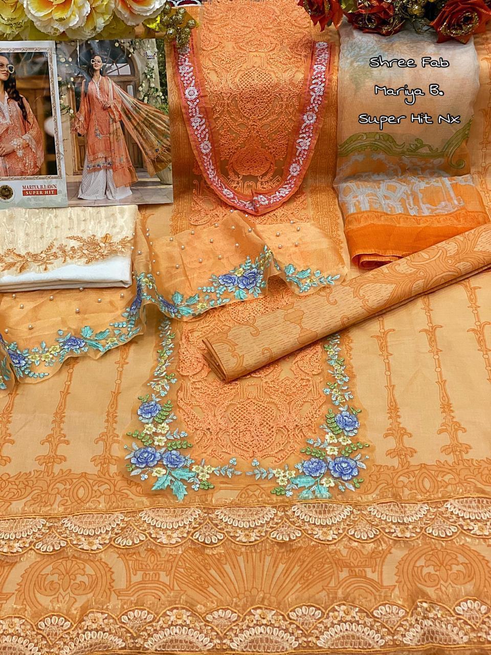 Shree Fab Mariya B Superhit Cotton Printed Embroidery Work Suits Wholesale Rate