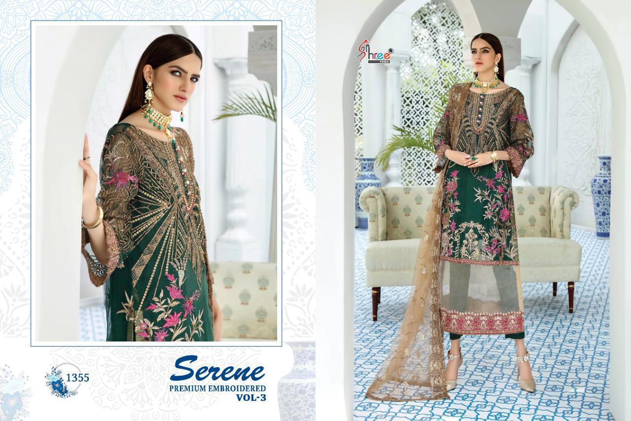 Shree Fab Serene Premium Embroiderd 03 Designer Partywesr Georgette Embroidery Work Suits Singles