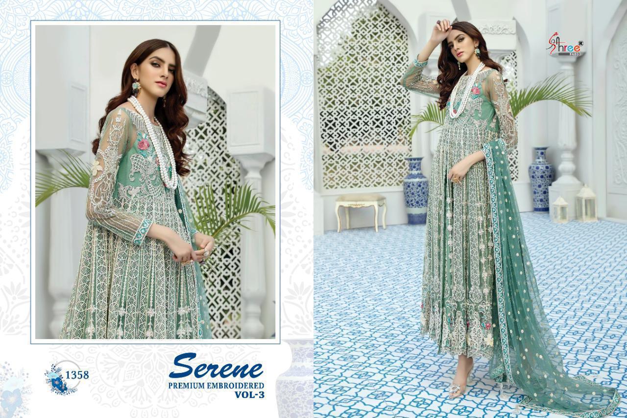 Shree Fab Serene Premium Embroiderd 03 Designer Partywesr Georgette Embroidery Work Suits Singles