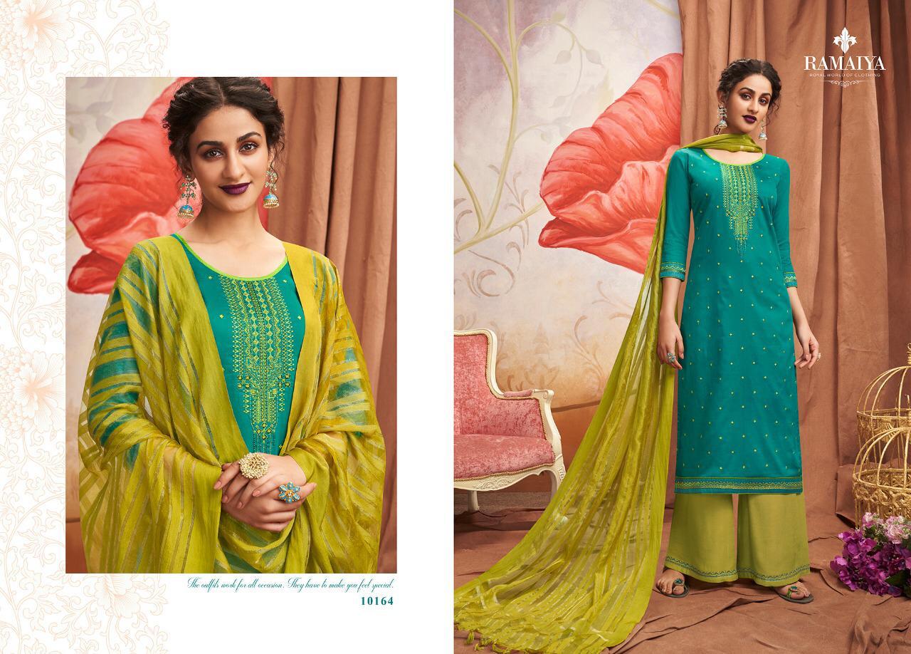 Ramaiya Shalimar Jam Silk Embroidery Work Suits In Single