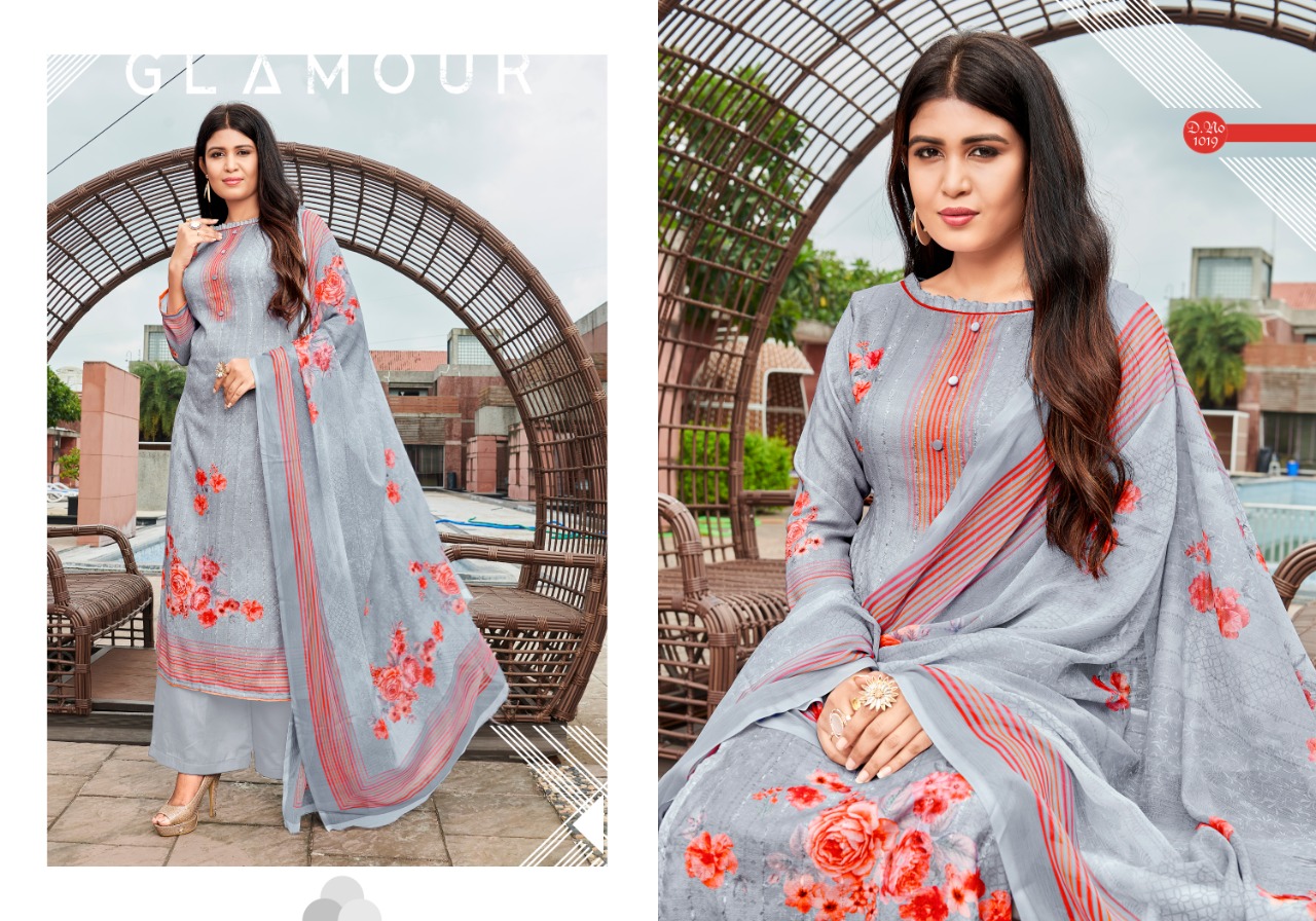 Bipson Nargis Designer Woolen Pashmina Digital Printed With Sequence Embroidery Work Suits Wholesale