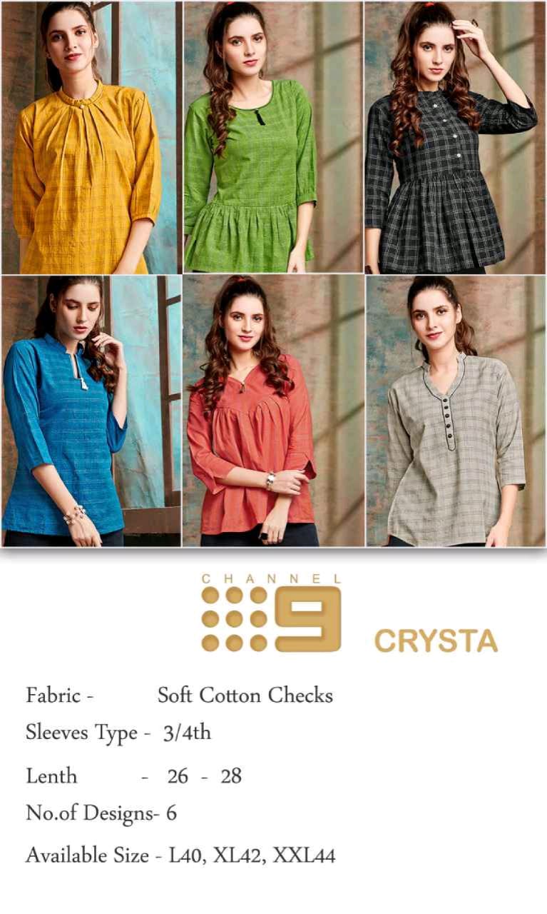 Channel 9 Crysta Designer Cotton Checks Tops Best Wholesale Rate