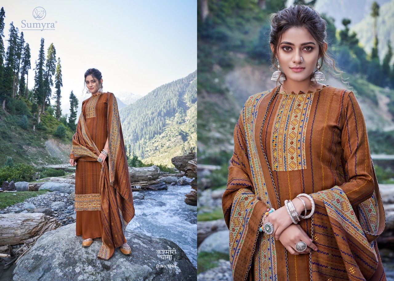 Sumyra Kashmiri Dhaga Designer Pashmina Printed Winter Wear Suits Wholesale