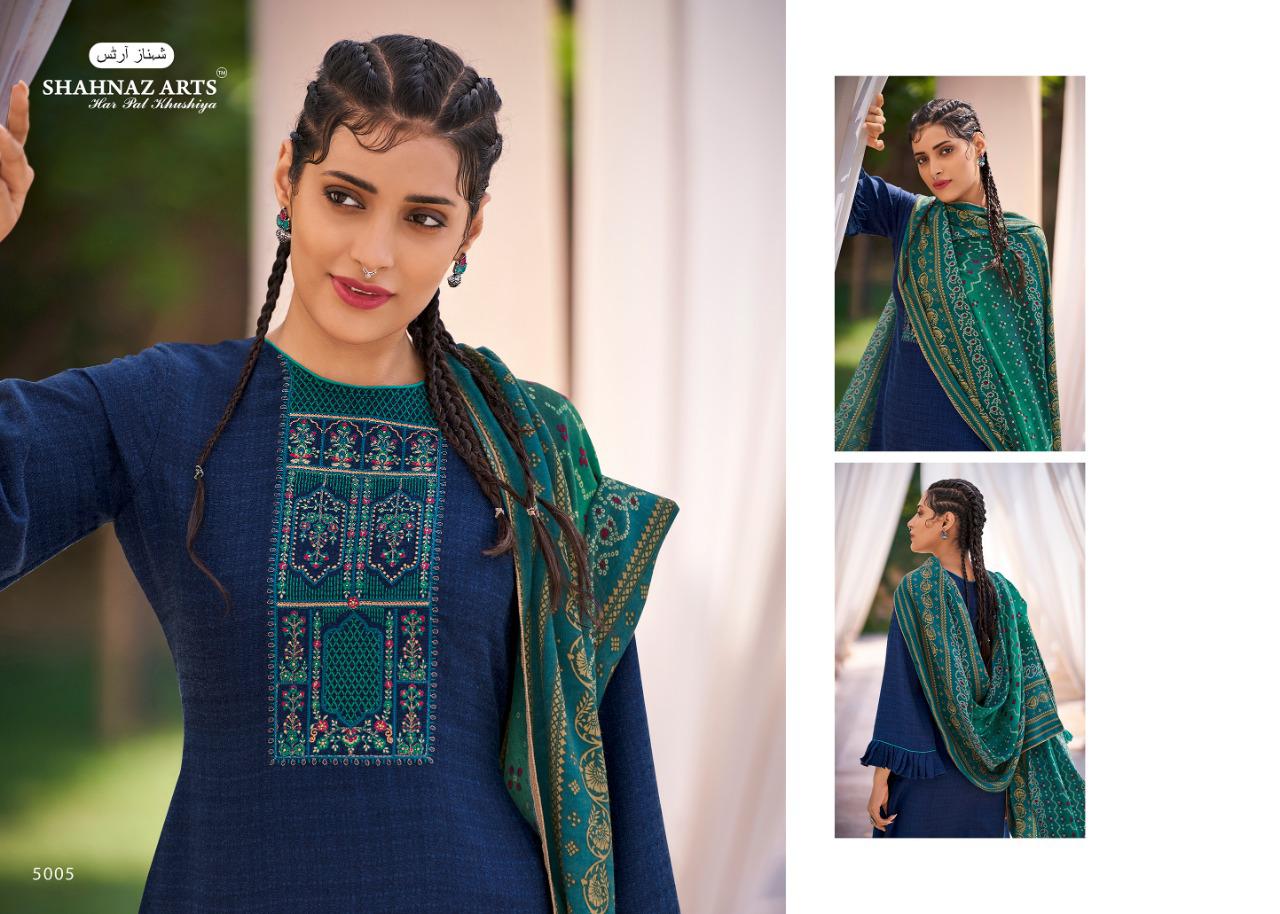 Shahnaz Arts Gulmohar Vol 4 Designer Pashmina Printed With Embroidery Work Suits Wholesale