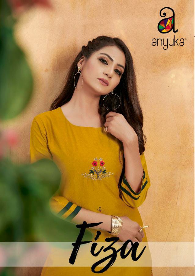 Anyuka Fiza Designer Embroidery Work Kurti With Pant Festive Wear Pair In Best Wholesale Rate