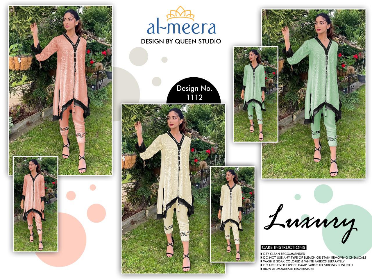 Al Meera D.1112 Designer Full Stitch Faux Puff Sleeves Top And Pant Wholesale