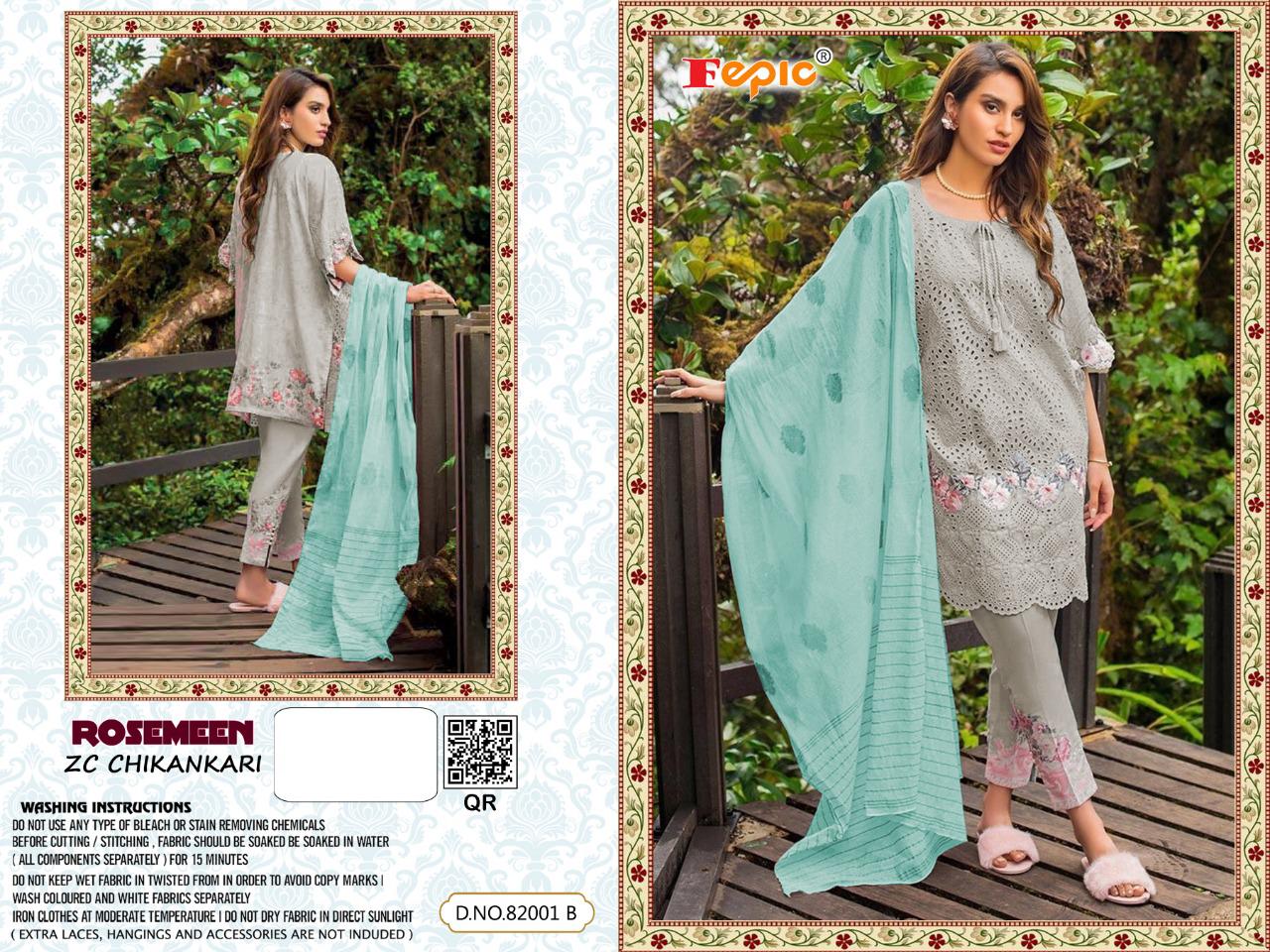 Fepic Rosemeen Zc Chikankaari Designer Cotton Chikankaari Pakistani Pettern Suits Wholesale