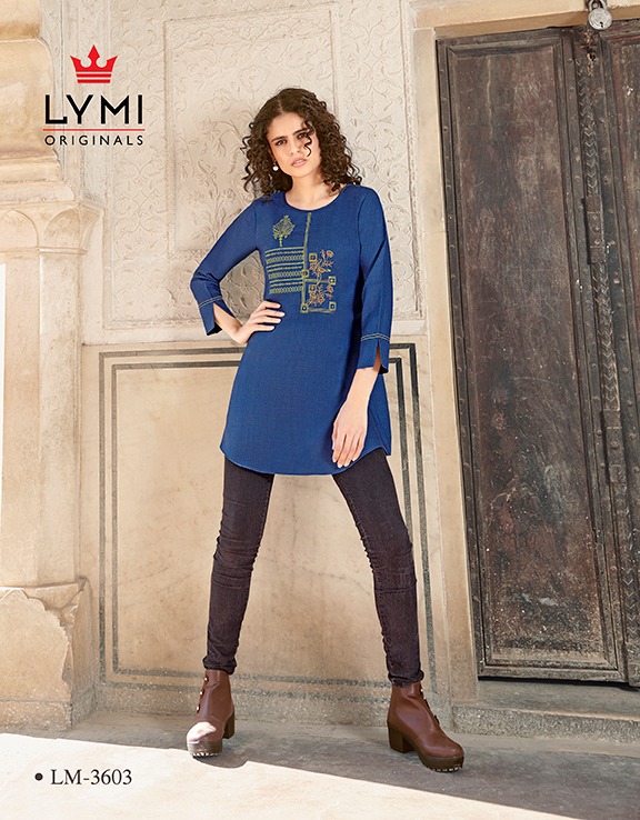 Lymi Artwork Designer Rayon Embroidery Work Short Tops Wholesale