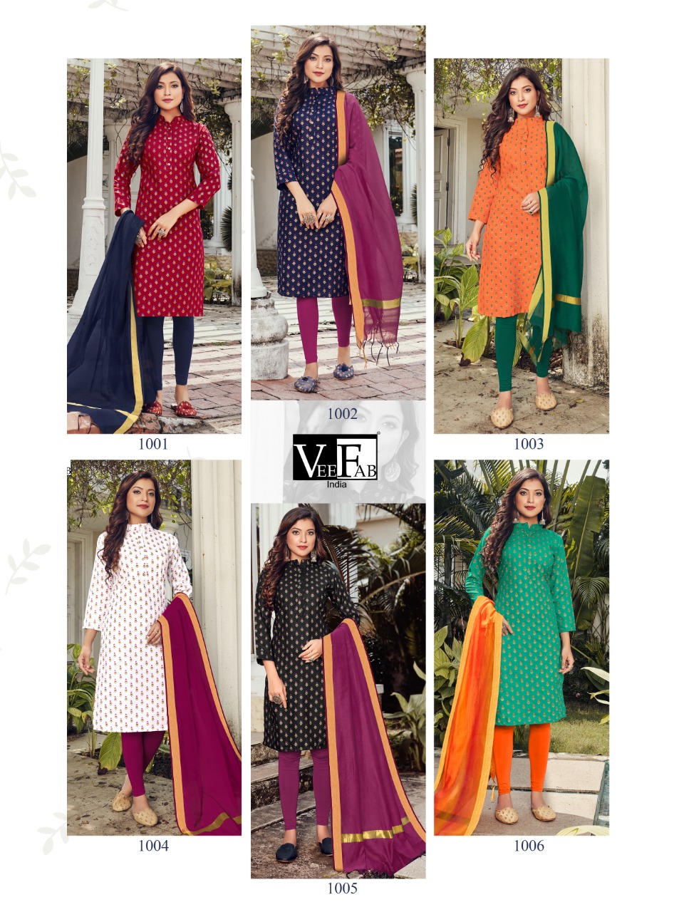 Vee Fab Saga Designer Cotton Kurti With Chanderi Dupatta In Best Wholesale Rate