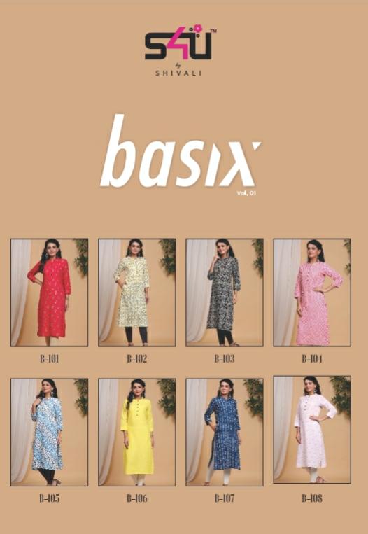 S4u Basix Designer Daily Wear Printed Kurtis Wholesale
