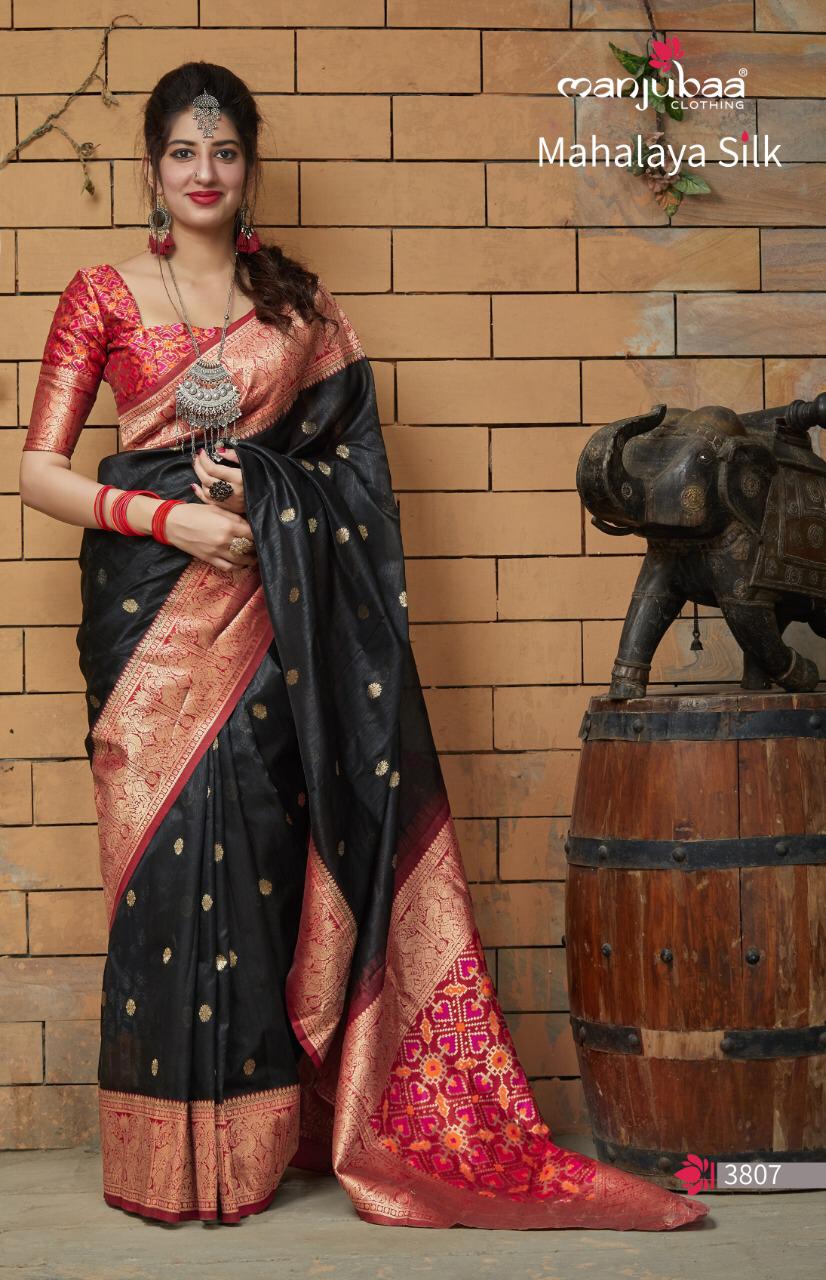 Manjubaa Mahalaya Silk 3801 To 3810 Series Designer Banarasi Silk Sarees Wholesale