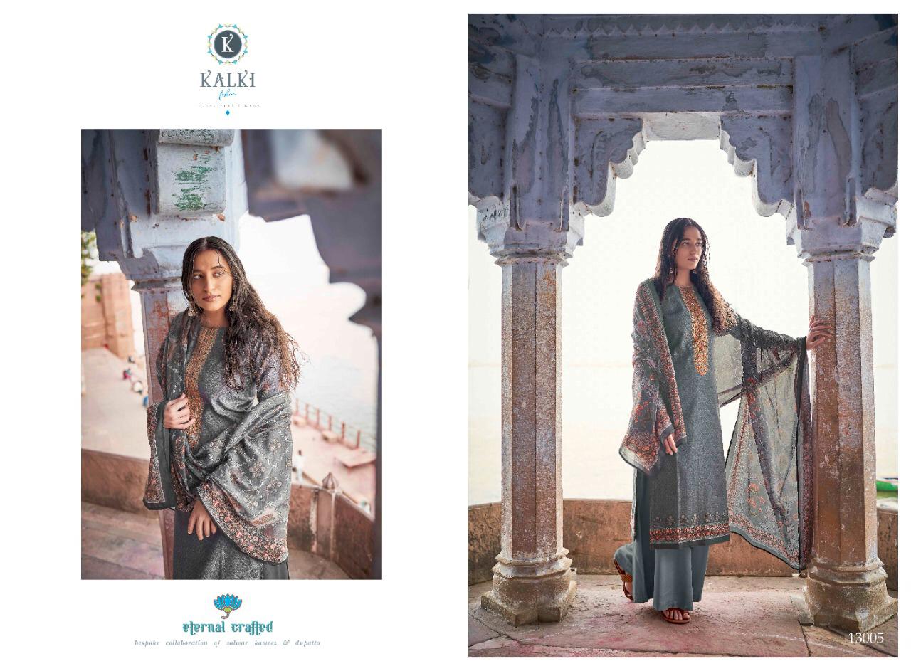 Kalki Gulzar Designer Pashmina Digital Print With Embroidery Work Suits Wholesale