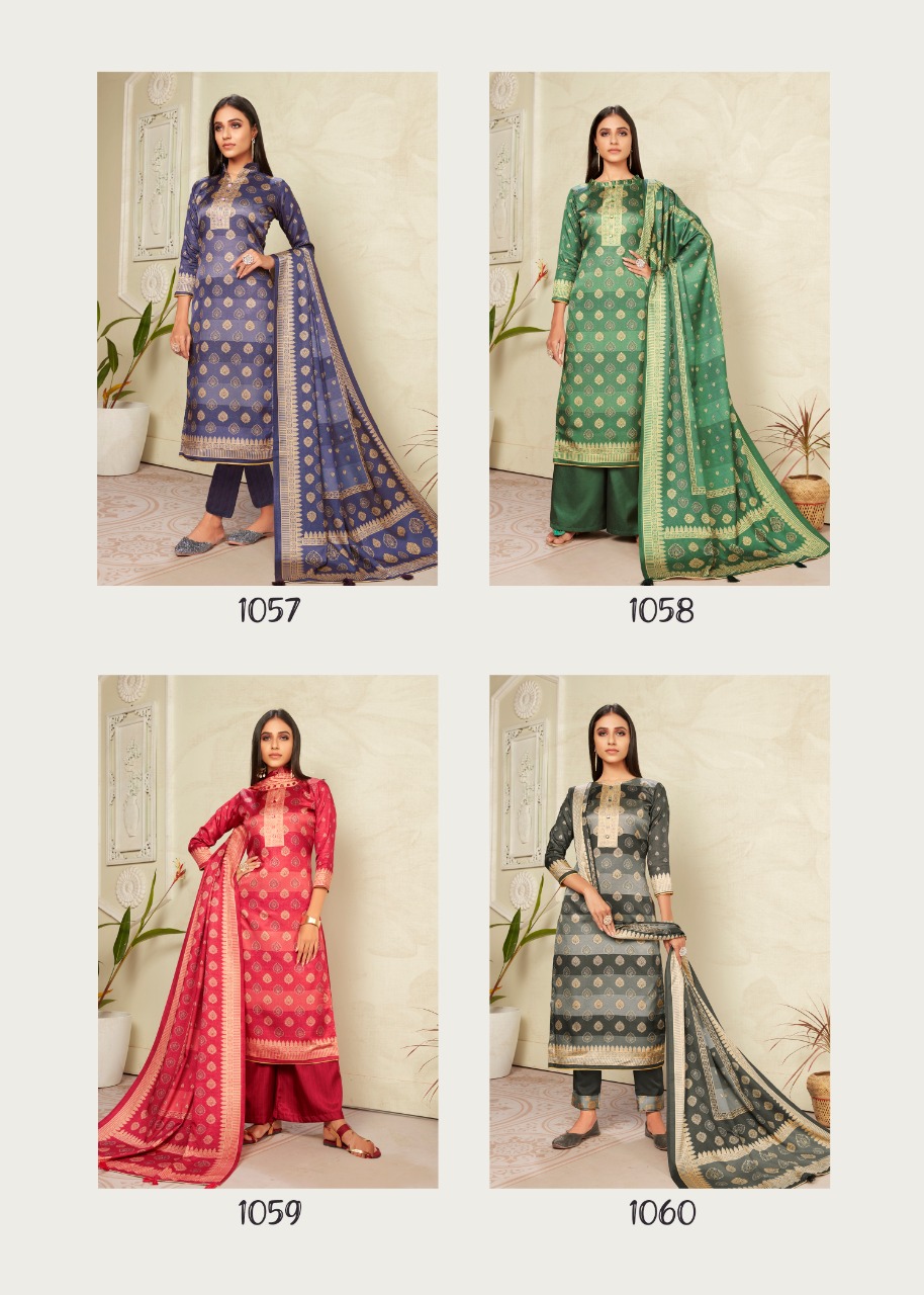 Bipson Colors 2 Designer Tusser Silk Jacquard Style Printed Suits Wholesale