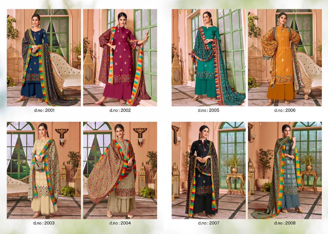 Kala Fashion Tanya Vol 2 Deisgner Pashmina With Foil Print Suits Wholesale