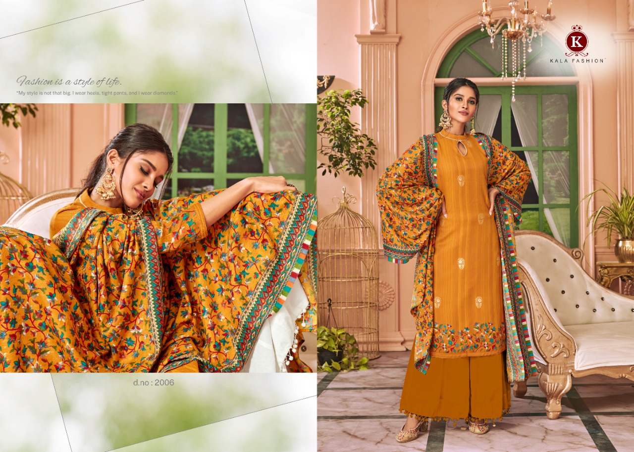 Kala Fashion Tanya Vol 2 Deisgner Pashmina With Foil Print Suits Wholesale