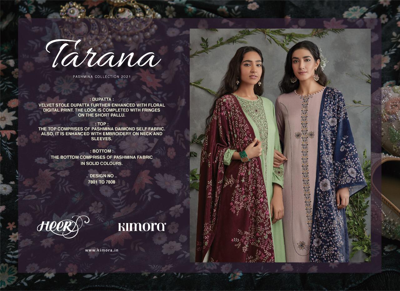 Kimora Tarana Designer Pashmina Diamo Work Suit With Stole Velvet Dupatta Wholesale