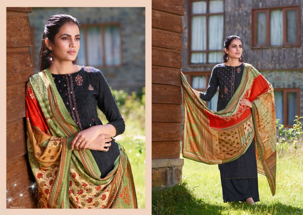 Levisha Meridel Designer Pashmina Nagative Print With Self Embroidery Work Suits Wholesale