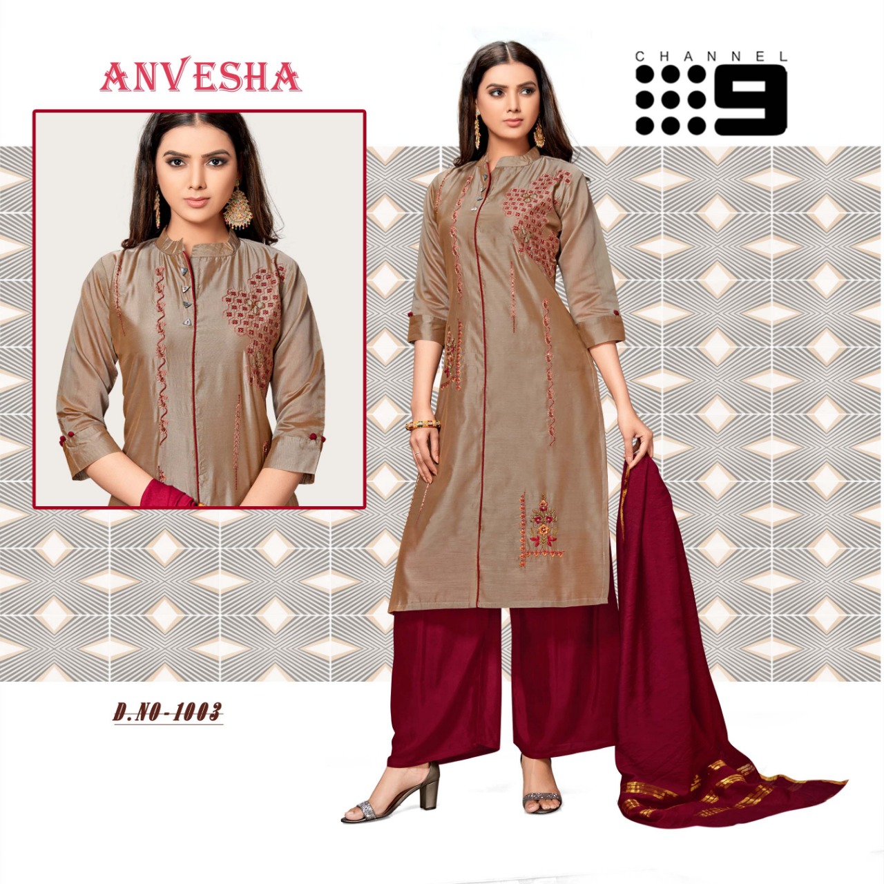Channel 9 Anvesha Designer Silk Top With Exclusive Viscose Dupatta And Bottom Wholesale