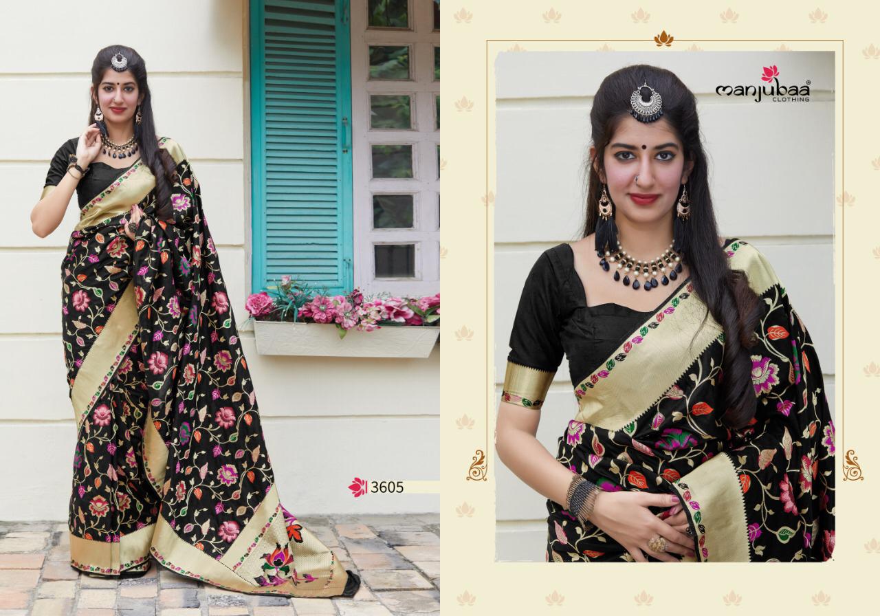 Manjubaa Manyata Silk 3601 To 3606 Series Designer Banarasi Silk Sarees Wholesale