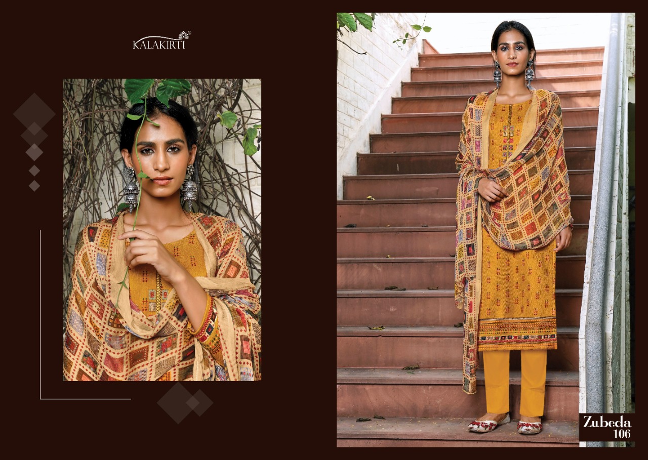 Zubeda Kalakriti Designer Pashmina Dobby Print With Elegant Work Suits Wholesale