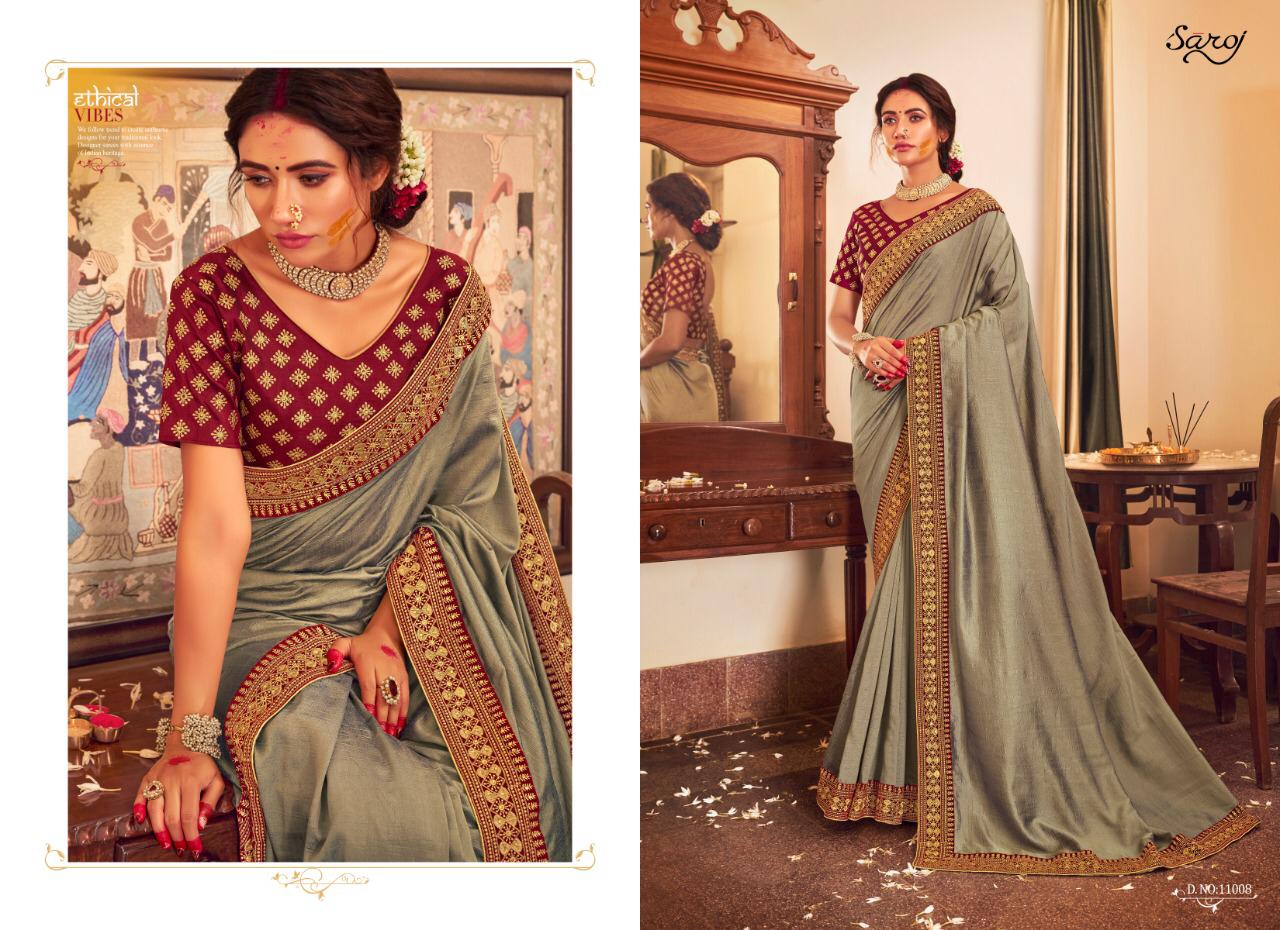 Saroj Afreen Vichitra Silk With Heavy Border Sarees Wholesale