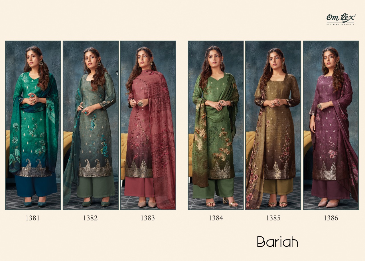 Omtex Bariah Designer Banarasi Jacquard Digital Print With Handwork Suits Wholesale