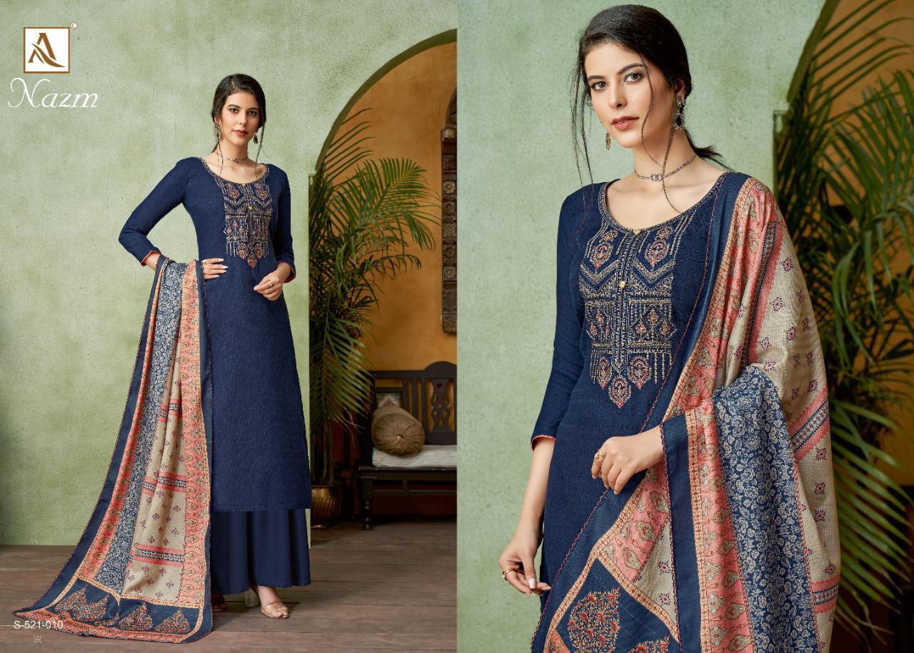 Alok Suit Nazm Designer Pashmina Self Print With Fancy Kashmiri Work Suits Wholesale