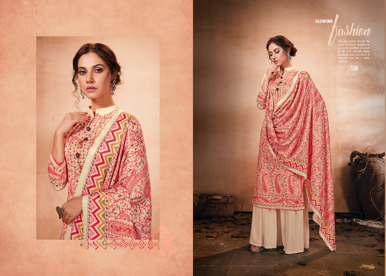 Bipson Silk 1116 1119 Designer Pashmina Digital Print With Pashmina Shawl Dupatta Suits Wholesale